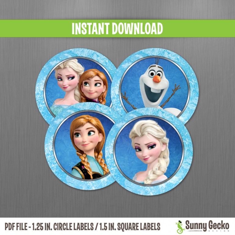 Disney Frozen Birthday 1.25 in. Circle Labels - Instant Download and ...