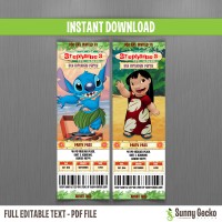 Lilo and Stitch 5x7 in. Birthday Invitation - Instant Download and