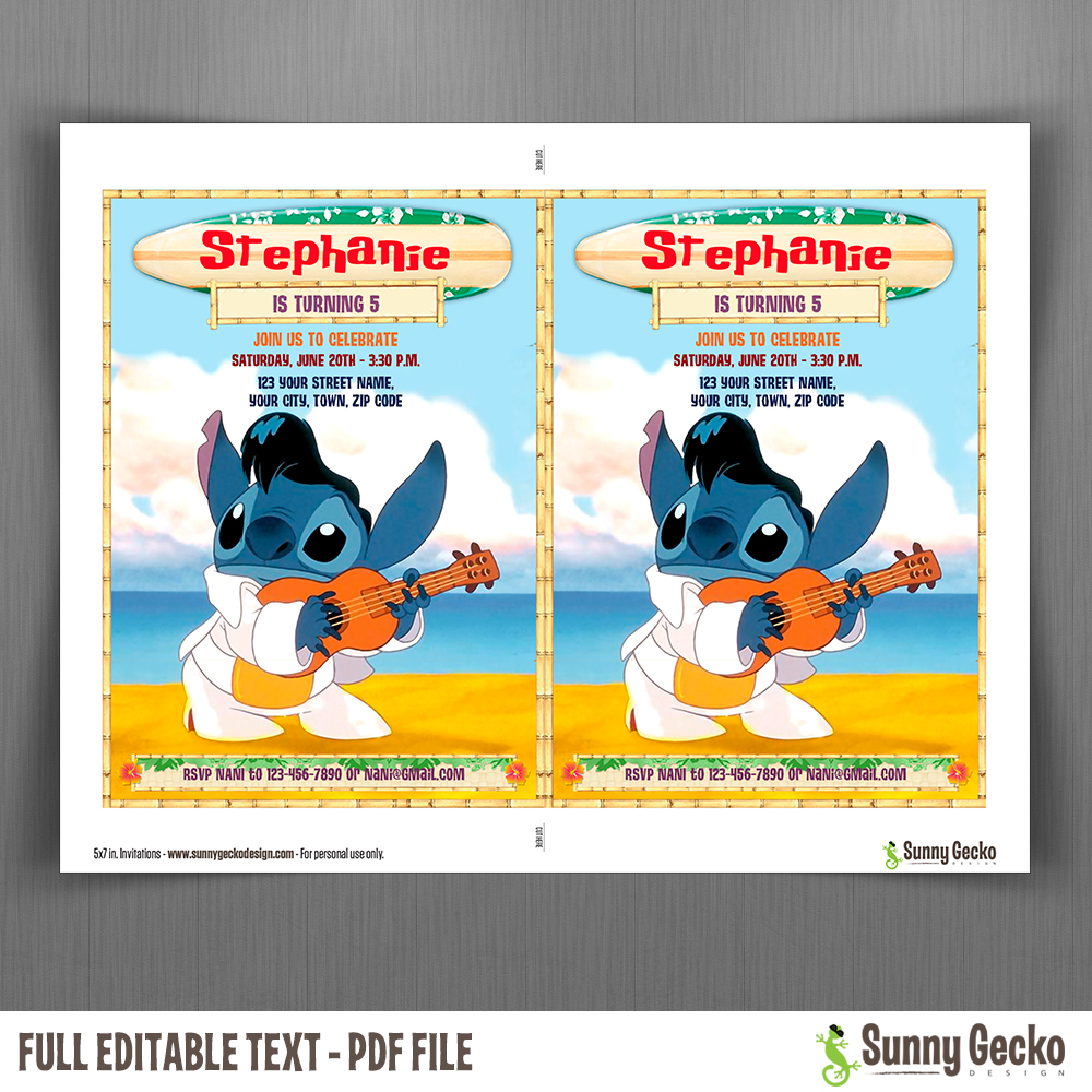 Free Editable PDF ) Lilo & Stitch Birthday Invitation Templates  Birthday  invitation templates, Birthday invitations, Lilo and stitch