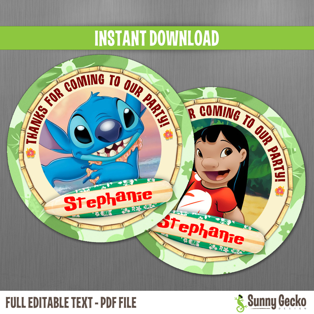 Disney Lilo & Stitch Favor Tags - Instant Download and Edit with Adobe  Reader
