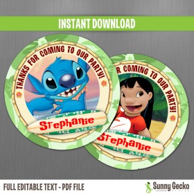 Disney Lilo and Stitch Birthday Mini Chocolate Wrappers - Instant Download  and Edit with Adobe Reader