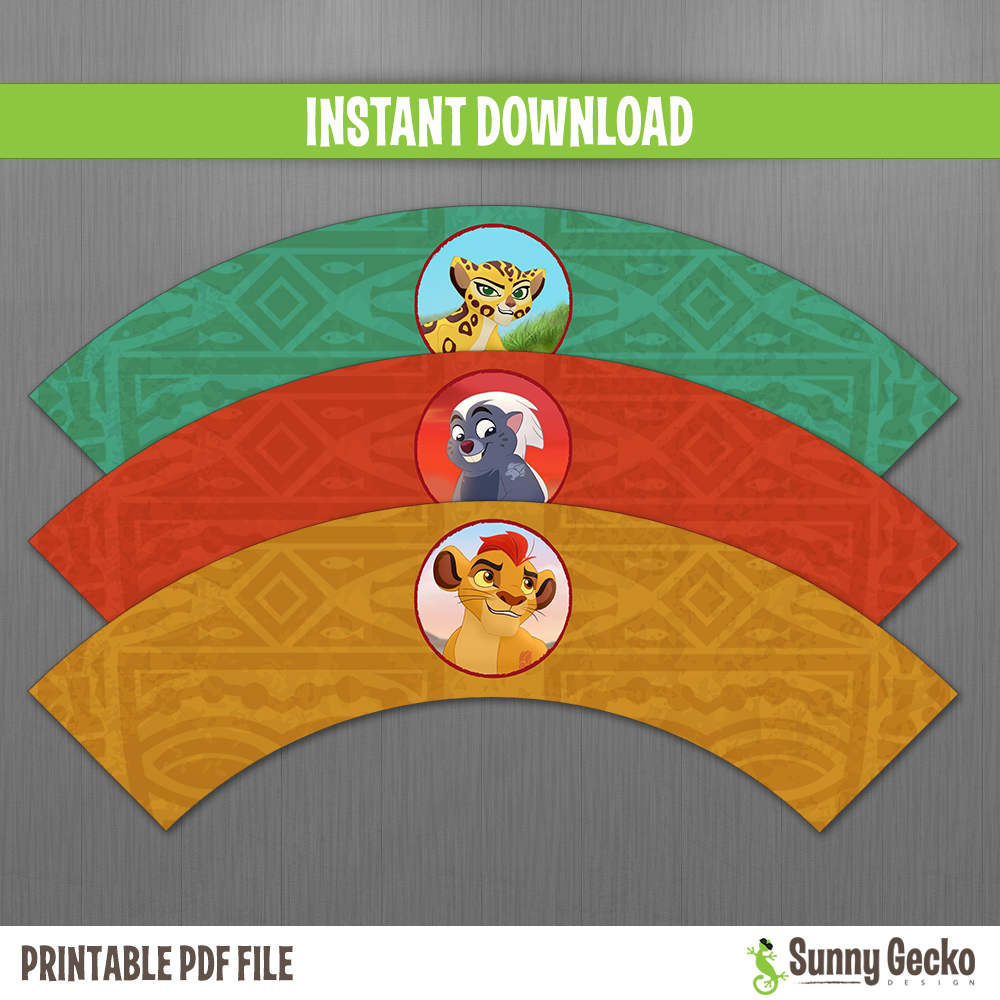 The Lion Guard Birthday Cupcake Wrappers Instant Download And Edit With Adobe Reader