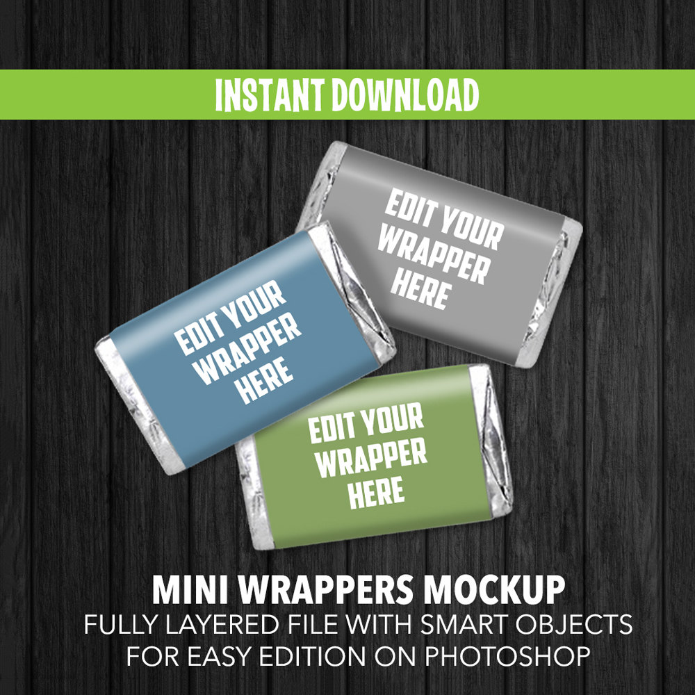 Mini Chocolate Wrappers Mockup Instant Download Adobe Photoshop Layered File